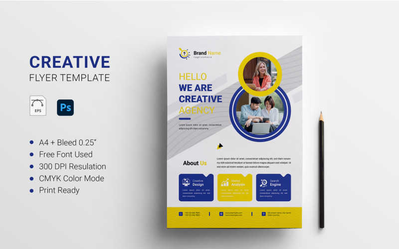 Creative Agency Flyer, Business Marketing Flyer Template Corporate Identity