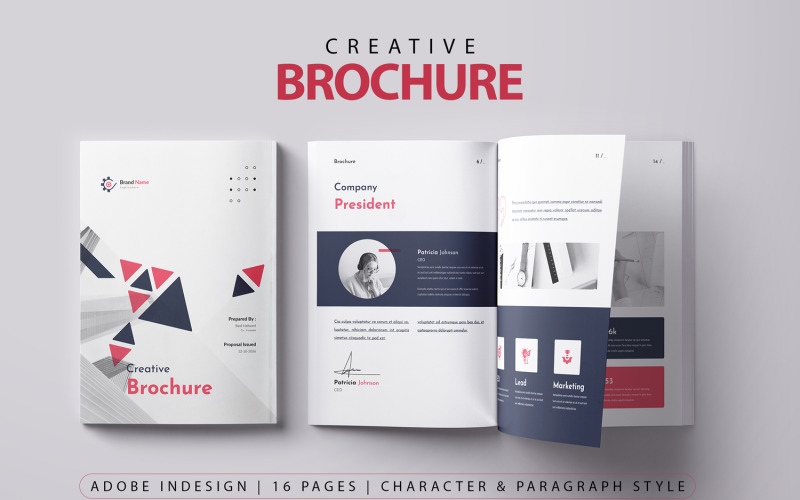 Creative Brochure Template with Triangle Shapes Corporate Identity