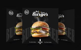 Creative restaurant burger media advertisement social media poster template