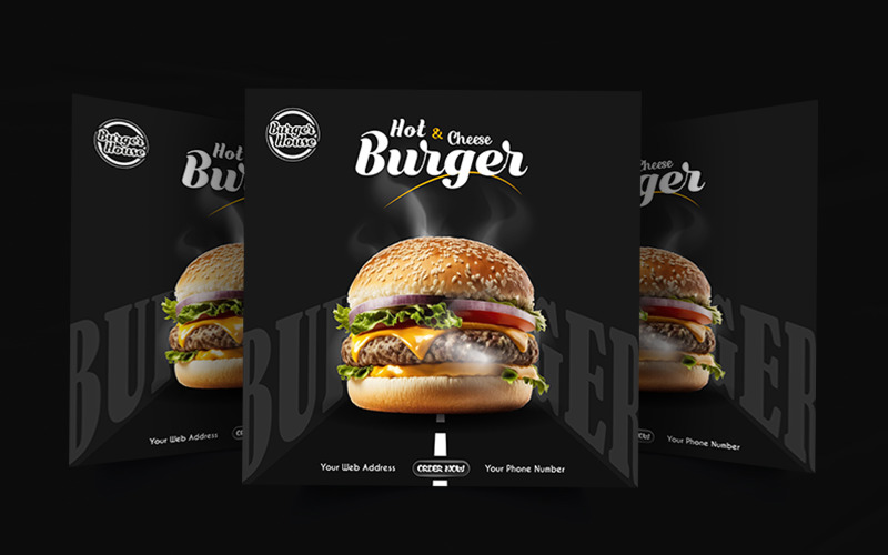 Creative restaurant burger media advertisement social media poster template Corporate Identity