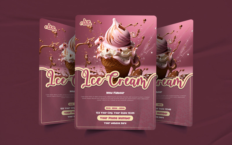 Cretive restaurant ice cream promotional poster design Corporate Identity
