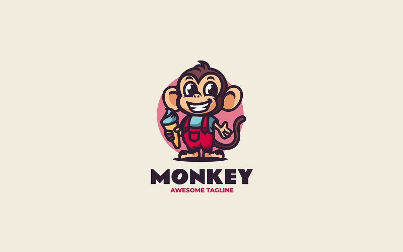 Cute Monkey Mascot Cartoon Logo Logo Template