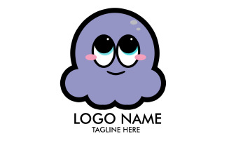 Cute Purple Octopus-Logo Template