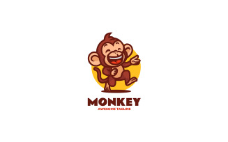Happy Monkey Mascot Cartoon Logo