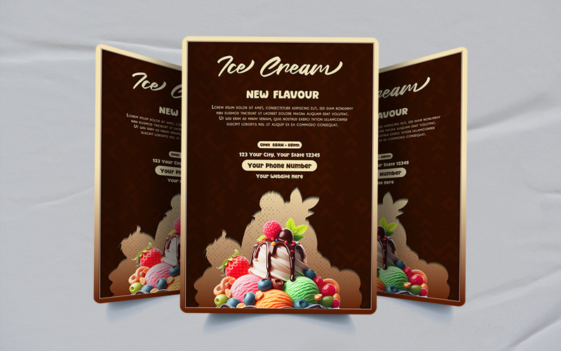Ice cream new flavour restaurant menu design Corporate Identity