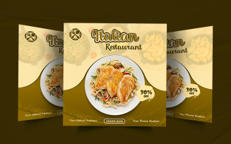 Italian restaurant food menu social media poster template