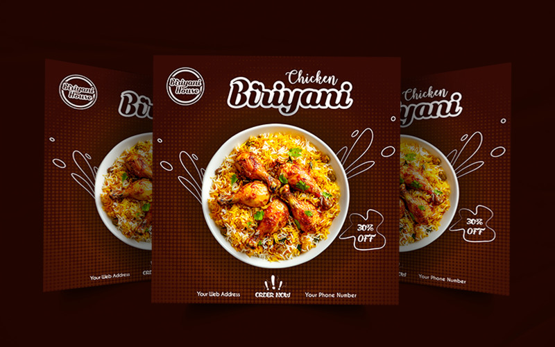 Restaurant biriyani social media poster template Corporate Identity