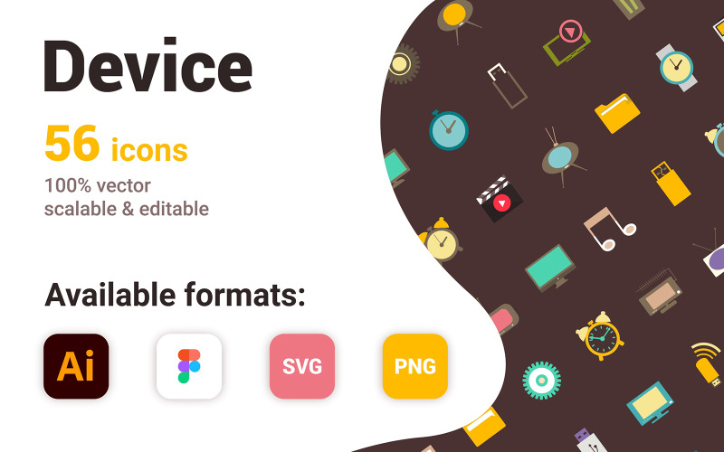 Flat device icons for web design Icon Set