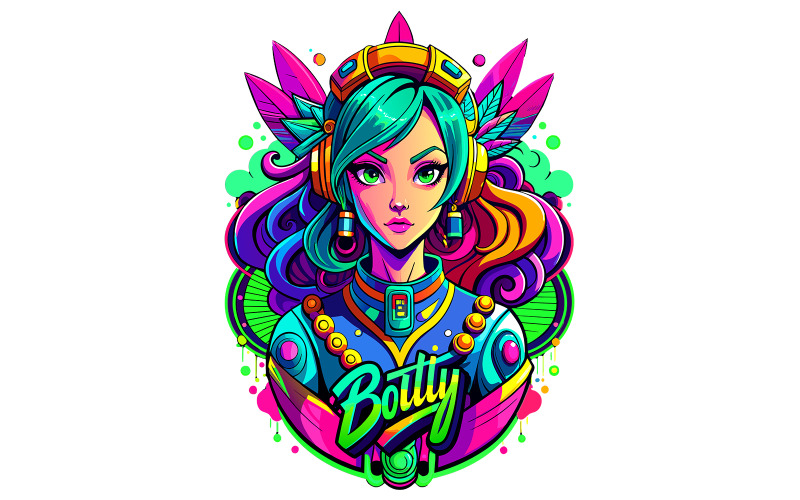 Girl Botty Graffiti Design Full of Vibrant color a (5) Illustration