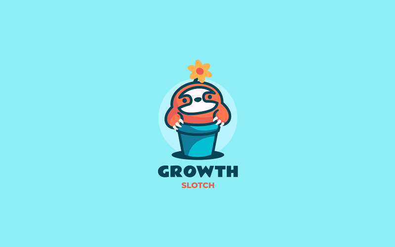 Growth Sloth Mascot Cartoon Logo Logo Template
