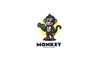 Monkey Barbell Mascot Cartoon Logo