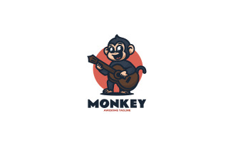 Monkey Guitar Mascot Cartoon Logo
