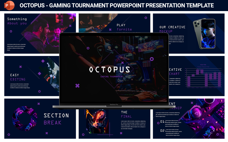 Octopus - Gaming Tournament Presentation Template PowerPoint Template