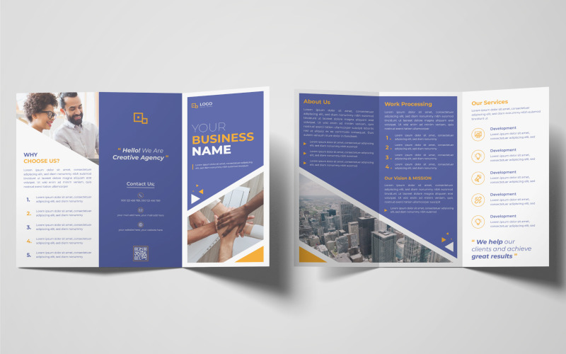 Business trifold brochure corporate company fold leaflet layout design Corporate Identity