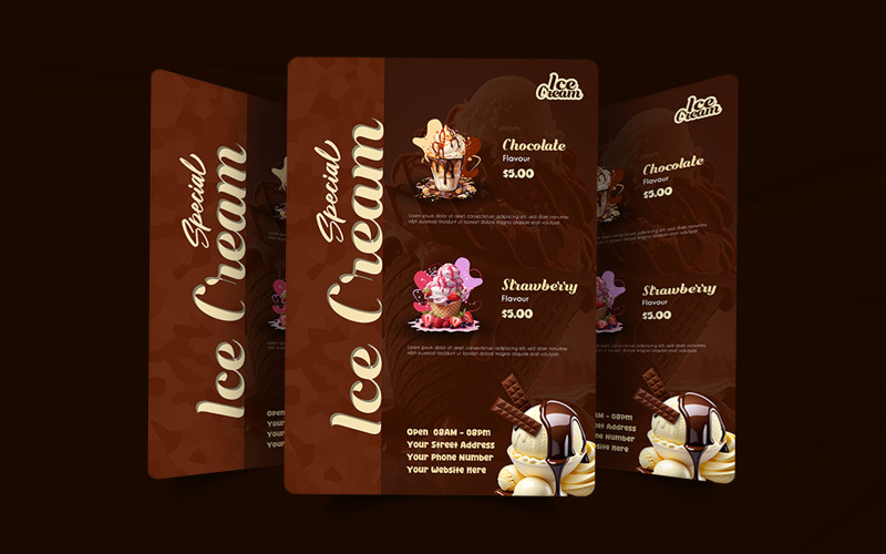 Chocolate ice cream promotional resturant poster design Corporate Identity