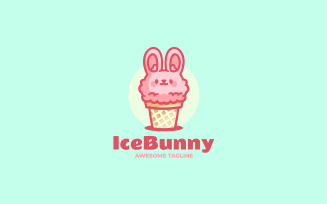 Ice Bunny Mascot Cartoon Logo