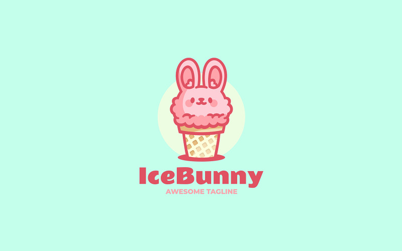 Ice Bunny Mascot Cartoon Logo Logo Template