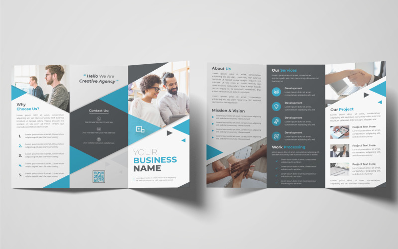 Trifold Brochure Design Corporate Business Company Fold Layout. Modern Template Corporate Identity