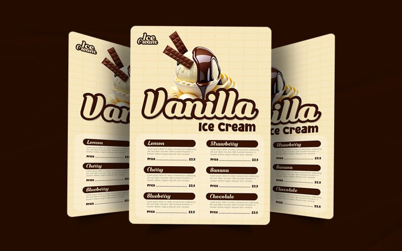 Vanilla ice cream restaurant promotional creative poster design Corporate Identity