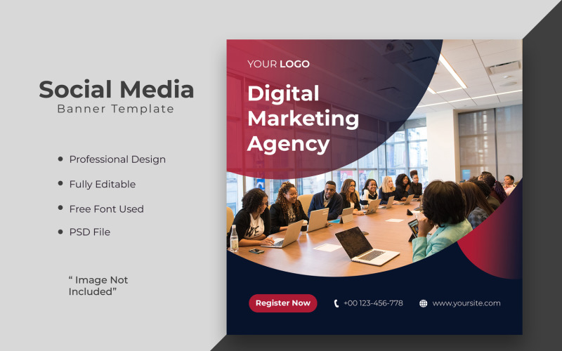 Digital marketing agency or corporate social media post template 10 Social Media