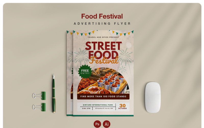 Food Festival Advertising Flyer Corporate Identity