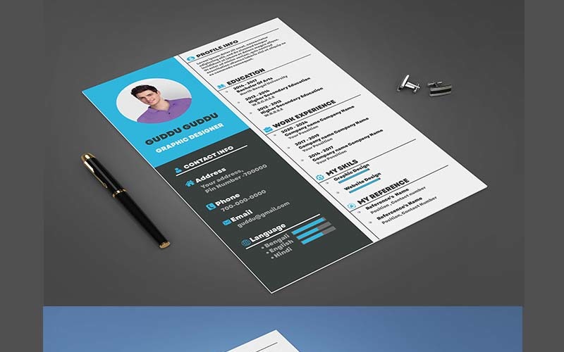 Professional and Clean Resume Template PSD