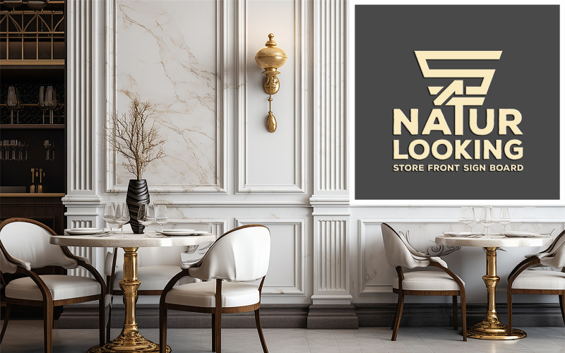 Restaurant front board mockup_Restaurant interior logo mockup_store interior mockup Product Mockup