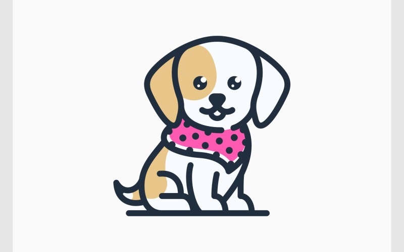 Cute Puppy Dog Cartoon Logo Logo Template