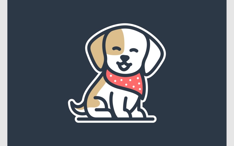Cute Puppy Dog Cartoon Mascot Logo Logo Template