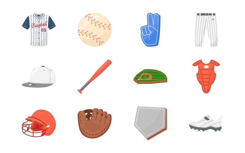 Baseball Isolated Object Set Vector Graphic