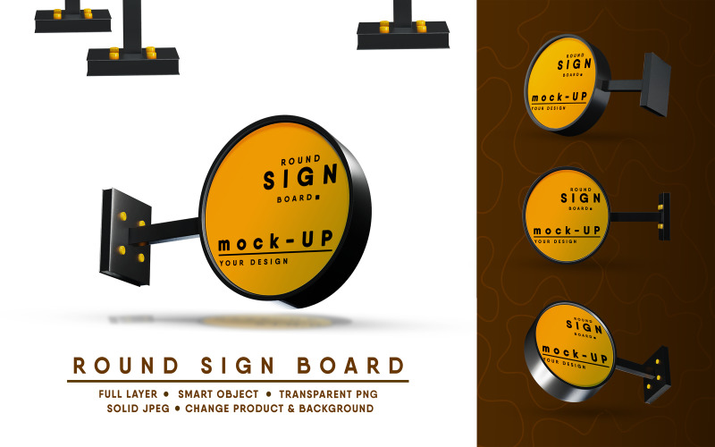 Round Sign Board I Easy Editable Product Mockup
