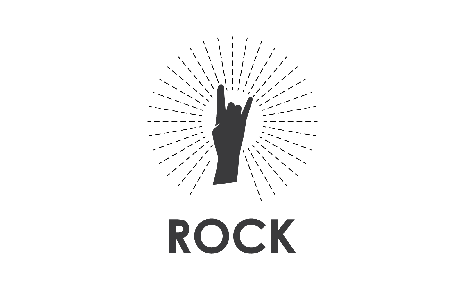 Design piatto vettoriale con logo musicale rock a mano