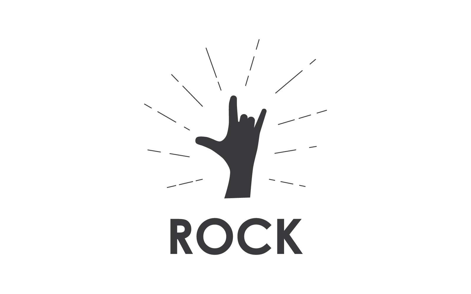 Diseño vectorial del logotipo de música de mano rock