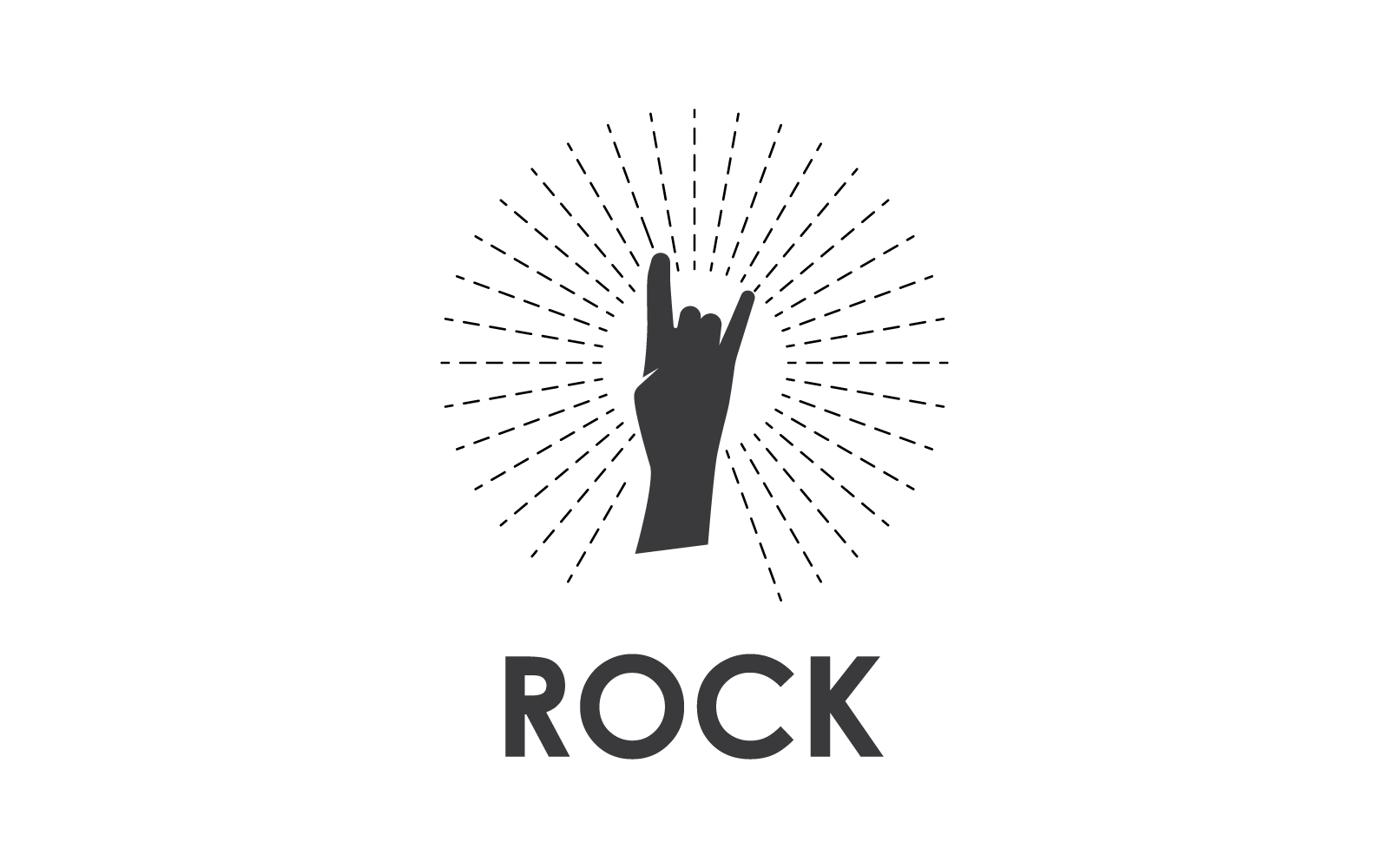 Rock main musique logo vecteur design plat