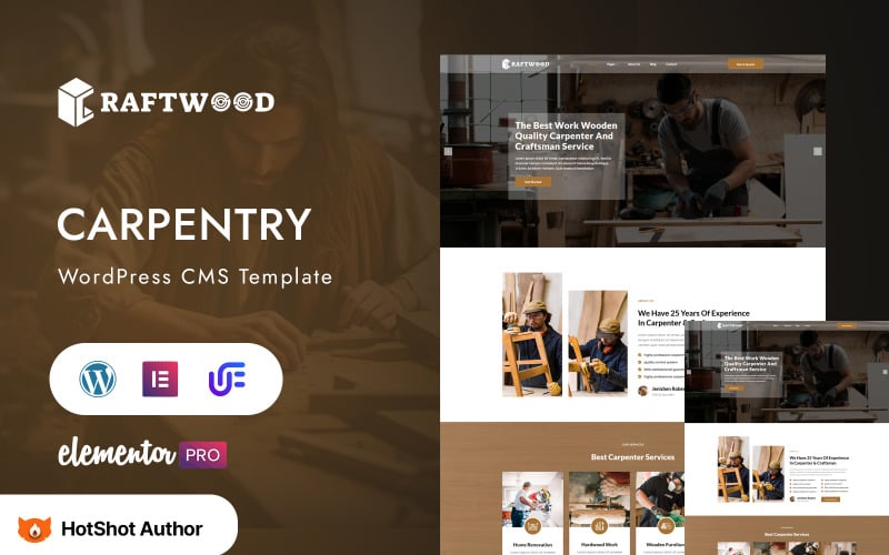 Craftwood - Carpentry And Handyman Woodworking WordPress Elementor Theme WordPress Theme