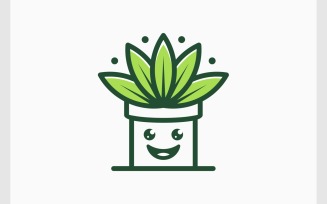 Happy Potted Plant Flowerpot Logo