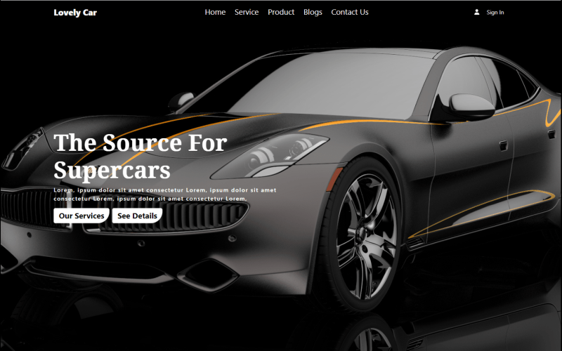 Lovely car - landing page html website template Landing Page Template