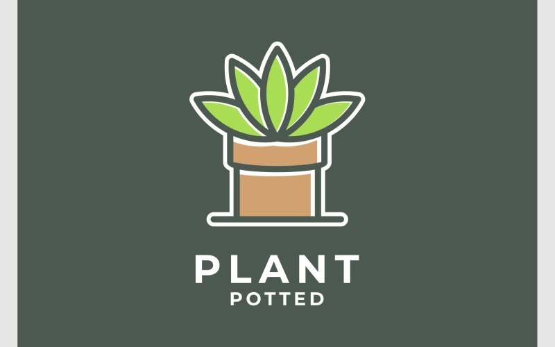 Potted Plant Flowerpot Logo Logo Template