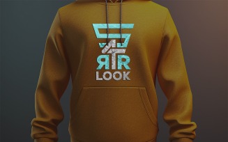 Premium hoodie mockup_men's hoodie mockup_orange color hoodie mockup_logo mockup on the hoodie
