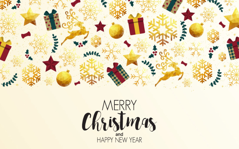 Christmas and New Year Colorful Greeting Cards Background