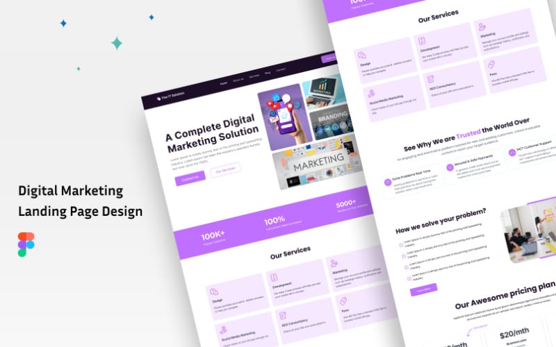 Free Digital Marketing Landing Page Design UI Element