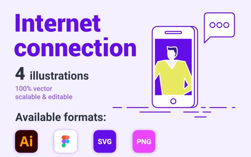 Internet connection set of illustrations Illustration