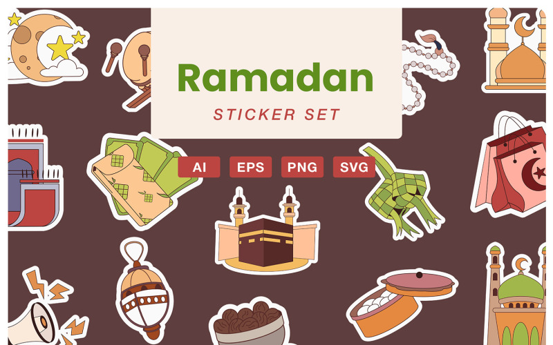 Ramadan Kareem Sticker Set Illustration