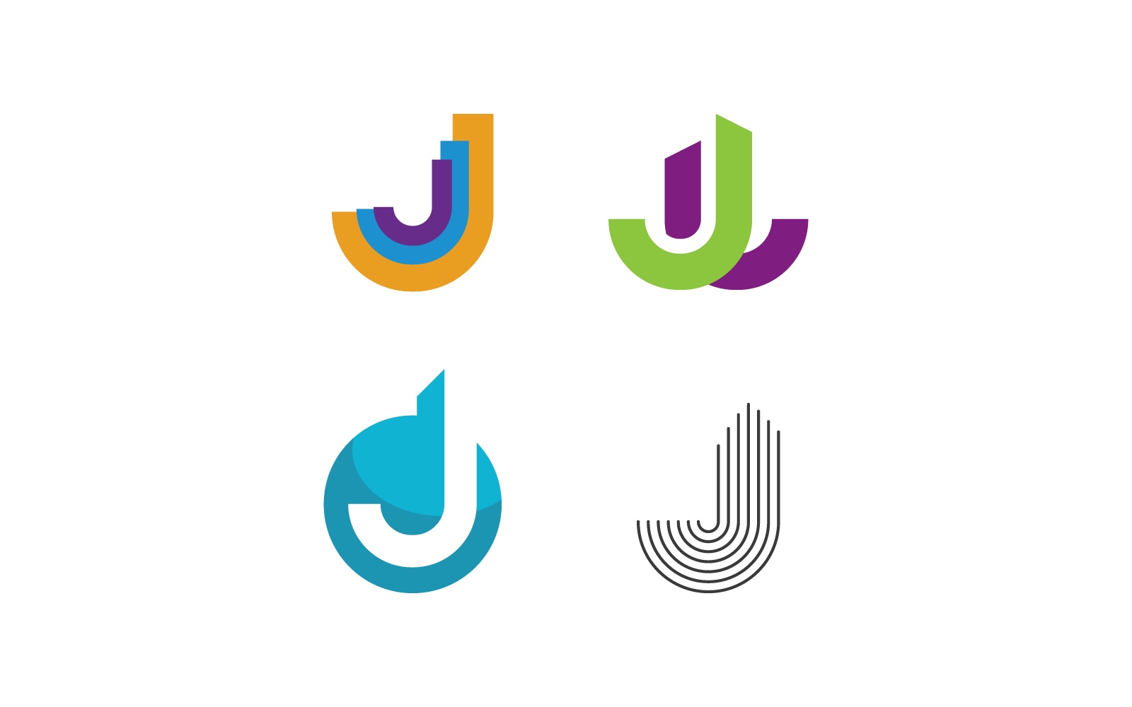 Initial J letter logo vector flat design illustration Logo Template