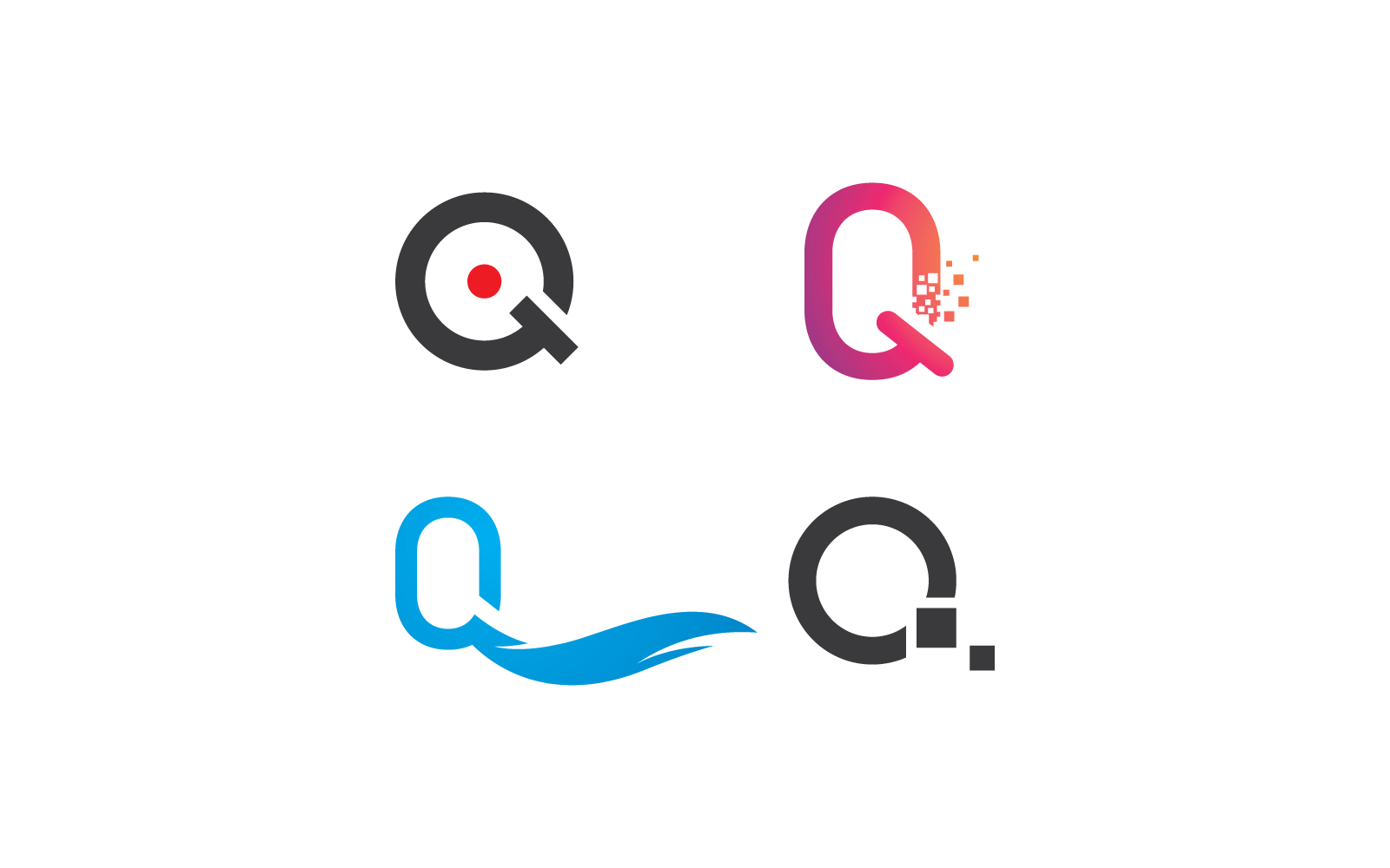 Первоначальный векторный дизайн логотипа буквы Q