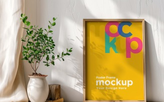 Poster Frame Mockup with a vases on the table 01
