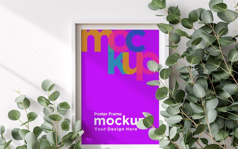 Poster Frame Mockup with decorative items on the shelf 07 Product Mockup