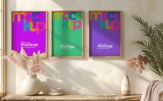 Poster Frame Mockup with Vases and Decorative Items 09
