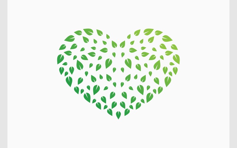 Love Heart Leaf Green Logo Logo Template