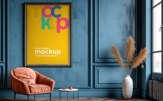 Poster Frame Mockup with Vases and Decorative Items 12